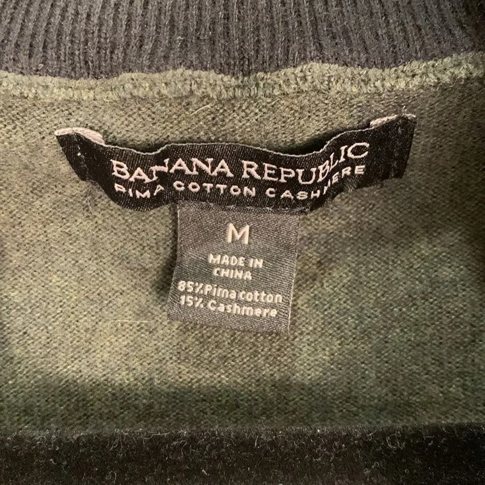 Banana Republic dark green cotton cashmere blend lightweight sweater size medium